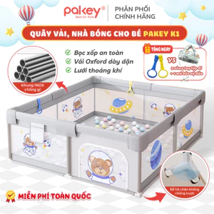 Quây Vải Cho Bé Khung INOX Dày Dặn Không Ghỉ, Quây Bóng Pakey TẶNG Vòng Tập Đi & Mũ Bảo Vệ Đầu Cho Bé