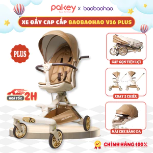 Xe Đẩy Cho Bé Mẫu Cải Tiến MỚI Nhất Baobaohao V16 Plus, Xe Đẩy Gấp Gọn Du Lịch Có Mái Che Bánh Xe EVA Êm Ái