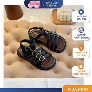 Dép Sandal Bé Gái, Dép Quai Hậu Cho Bé, Giày Đế Bệt Quai Dán Tiện Lợi Da Mềm Đi Chơi Đi Học TH Kids