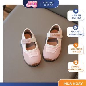 Giày Mary Jane Bé Gái Quai Dán MiMi - Giày Búp Bê Thể Thao Cao Cấp Siêu Êm Chống Trơn Trượt (Màu Hồng, Kem)