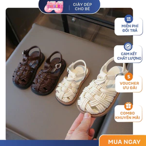 Xăng Đan Đế Da Mềm Mại Chống Trượt, Giày Rọ Đan Dây Quai Dán Cho Bé Gái Đi Nhẹ Nhàng Dễ Di Chuyển (form to)