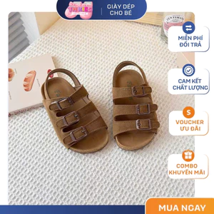 Dép Sandal Cho Bé 3 Dây Quai Hậu Da Lộn Mềm Quai Dán Tiện Lợi Đi Chơi, Đi Học TH Kids