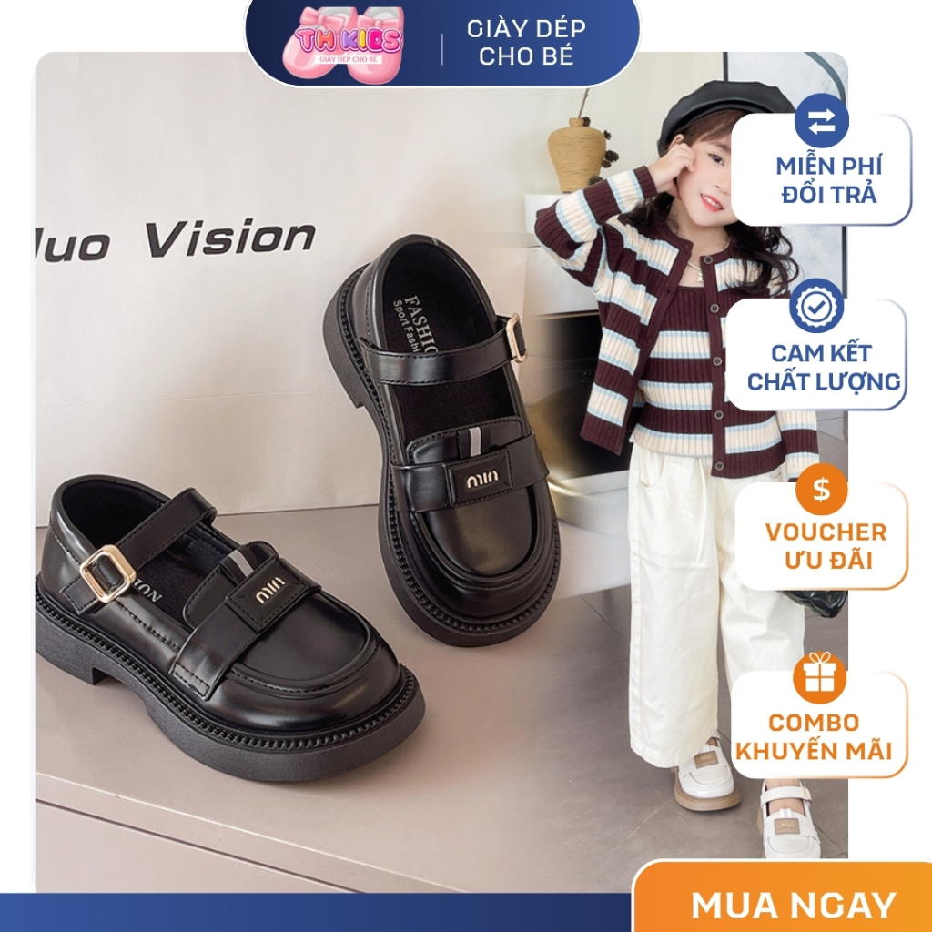 [M020] Giày Búp Bê Bé Gái Đi Học Da Mềm Êm Chân - Giày Mary Jane Cổ Điển Quai Dán Tiện Lợi Cho Bé Từ 2-10 Tuổi