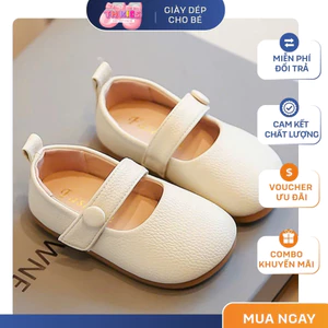 Giày Búp Bê Da Đế Mềm Siêu Nhẹ Quai Dán, Giày Tập Đi Cho Bé, Giày Da Mùa Thu Đông Phiên Bản Mới TH Kids