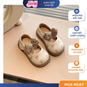 Giày Búp Bê Bé Gái Thêu Hoa Nhí Đính Nơ Vintage - Giày Mary Jane Công Chúa Đế Mềm Êm Chân Cho Bé Đi Học, Đi Chơi