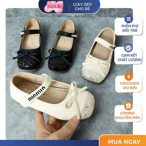 Giày Công Chúa Bé Gái Mũi Kim Tuyến - Giày Búp Bê Quai Dán Chống Trượt Phong Cách Hàn Quốc Dễ Thương TH Kids