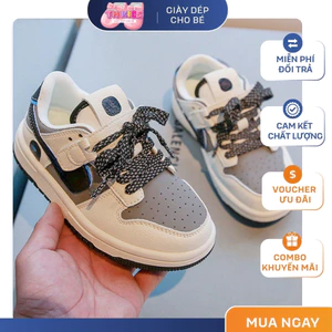 Giày Sneaker Trẻ Em Phối Màu Gray-Yellow Năng Động - Giày Thể Thao Cho Bé Đi Học, Đi Chơi Cực Êm Chân TH Kids