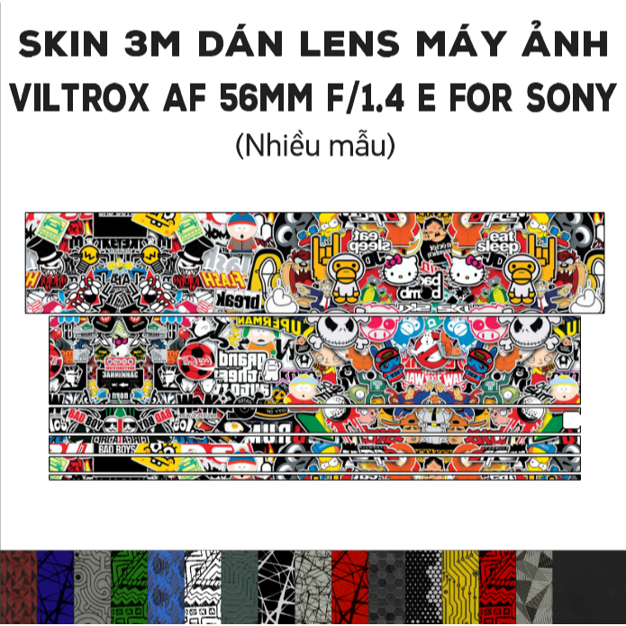 Skin dán Lens Viltrox AF 56mm f1.4 E For Sony (Nhiều mẫu) | Decal Film 3M dán bảo vệ ống kính máy ảnh 56 mm