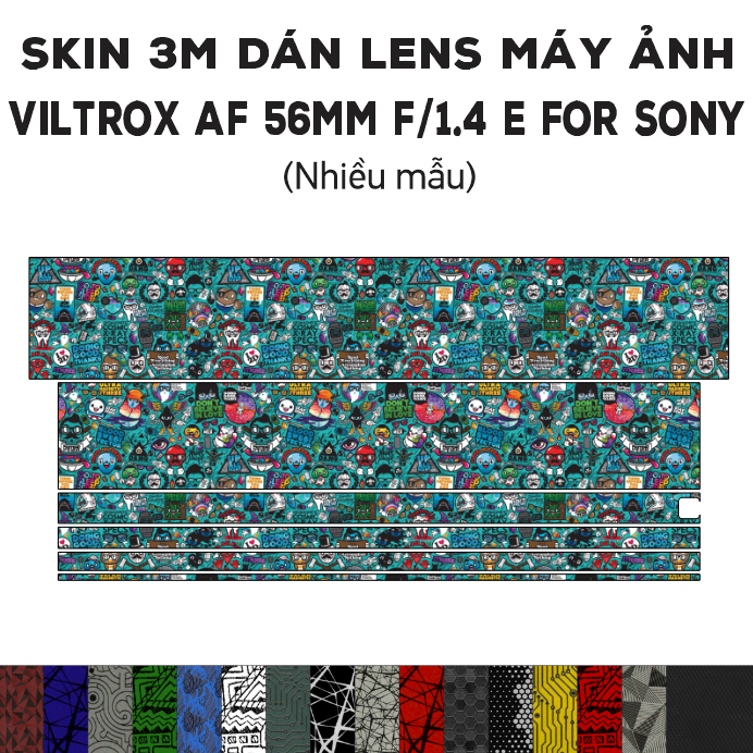 Skin dán Lens Viltrox AF 56mm f1.4 E For Sony (Nhiều mẫu) | Decal Film 3M dán bảo vệ ống kính máy ảnh 56 mm