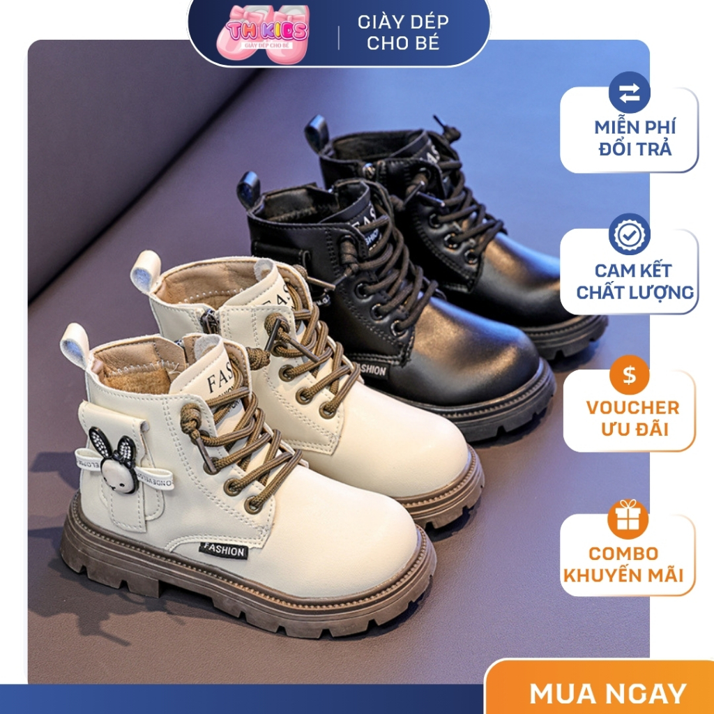 [M135] Bốt Martin Trẻ Em Hình Thỏ Siêu Đáng Yêu - Giày Bốt Cao Cổ Cho Bé Da Mềm Đế Chống Trơn Trượt TH Kids