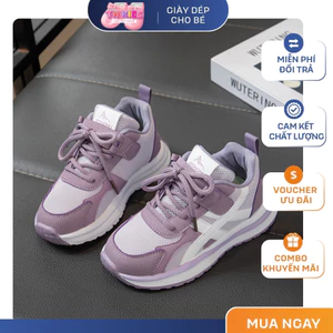 Giày Thể Thao Bé Gái Màu Tím, Sneaker Trẻ Em Êm Nhẹ, Đế Cao Su Chống Trơn Trượt TH Kids