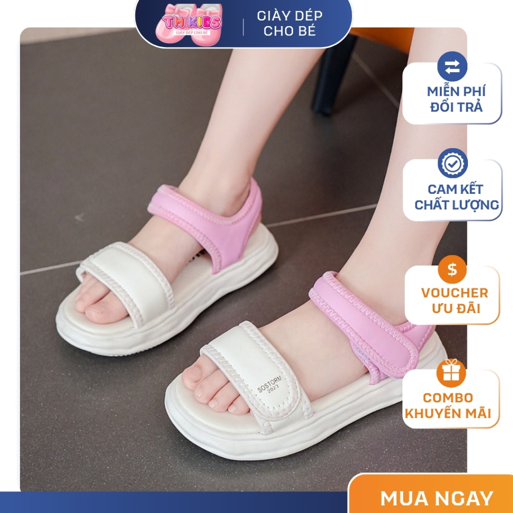 [M076] Sandal Bé Gái Đi Học Đi Chơi, Dép Quai Hậu Cho Bé Gái Từ 3-10 Tuổi Đế Êm Chống Trơn Trượt, Hàng Cao Cấp TH Kids