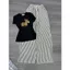 Sét Bộ Nữ In Lừa Vàng Dáng Babytee Ôm Eo Phối Quần Dài Sọc Kẻ Basic Nữ Tính Trẻ Trung Năng Động