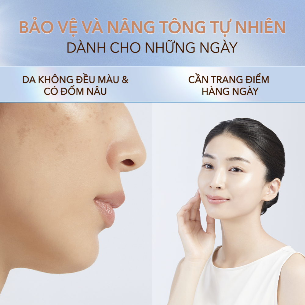 Bộ đôi chống nắng dưỡng sáng triệt sắc đốm nâu ELIXIR DAY CARE REVOLUTION TONE UP BEIGE 35g & DAY CARE BRIGHTENING 35ml