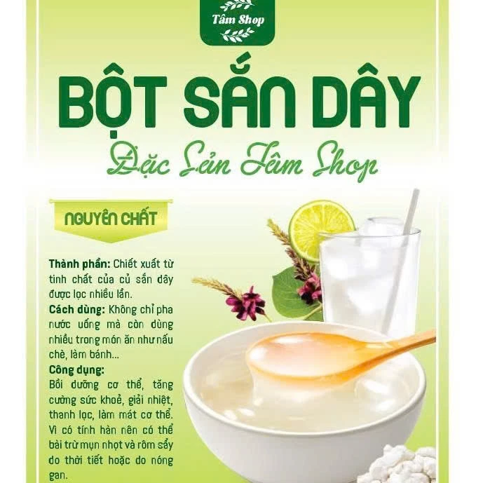 Bột Sắn Dây  -Tâm  Shop-Nguyên Chất Kinh Môn Hải Dương Tinh Bột Mịn Thơm Ngon, không chất bảo quản,