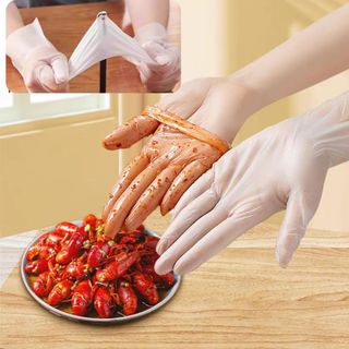 Găng tay cao su trong suốt không mùi không bột, bao tay cao su y tế siêu dai hộp 100 chiếc cho nấu ăn, spa, sửa chữa