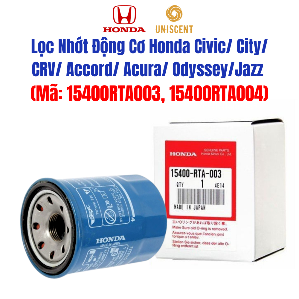 Lọc Nhớt Động Cơ Honda Civic/ City/ CRV/ Accord/ Acura/ Odyssey/Jazz ( Mã: 15400RTA003, 15400RTA004)