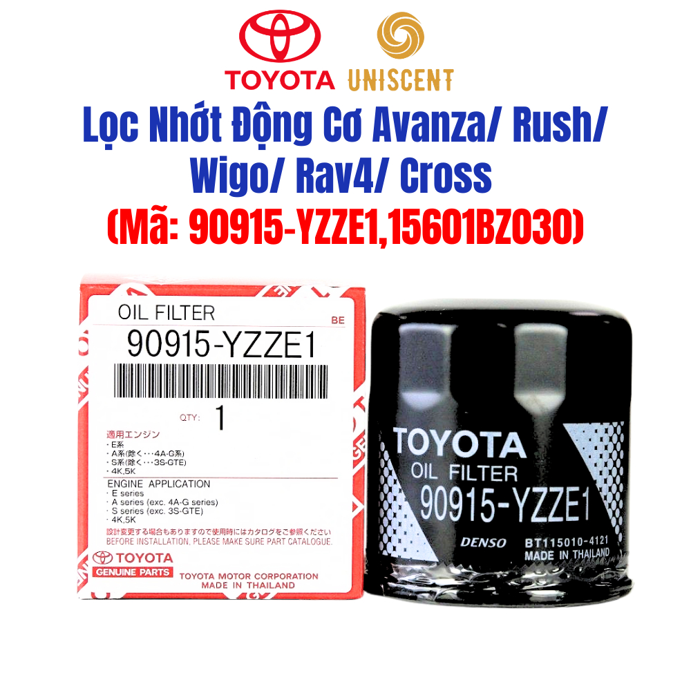 Lọc Nhớt Động Cơ Avanza/ Rush/ Wigo/ Rav4/ Cross (Mã: 90915YZZE1,15601BZ030) Chính Hãng Toyota