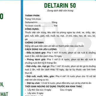 Deltarin Vb Pharm dung dịch hỗ trợ kiểm soát côn trùng,muỗi, kiến, dán, bọ chét, mạt gà trên chó mèo
