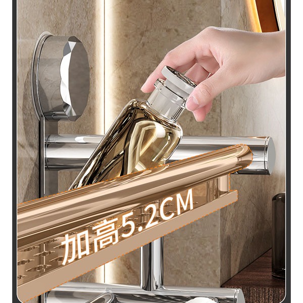 Kệ treo tường đa năng inox 2 tầng 3 tầng, giá treo khăn, kệ để đồ nhà tắm SH0060 không khoan đục