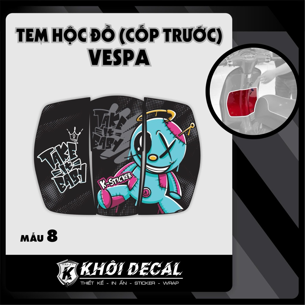Tem dán nắp cốp(hộc trước)Vespa Sprint,Primavera,TFT 2015-2025…decal cao cấp
