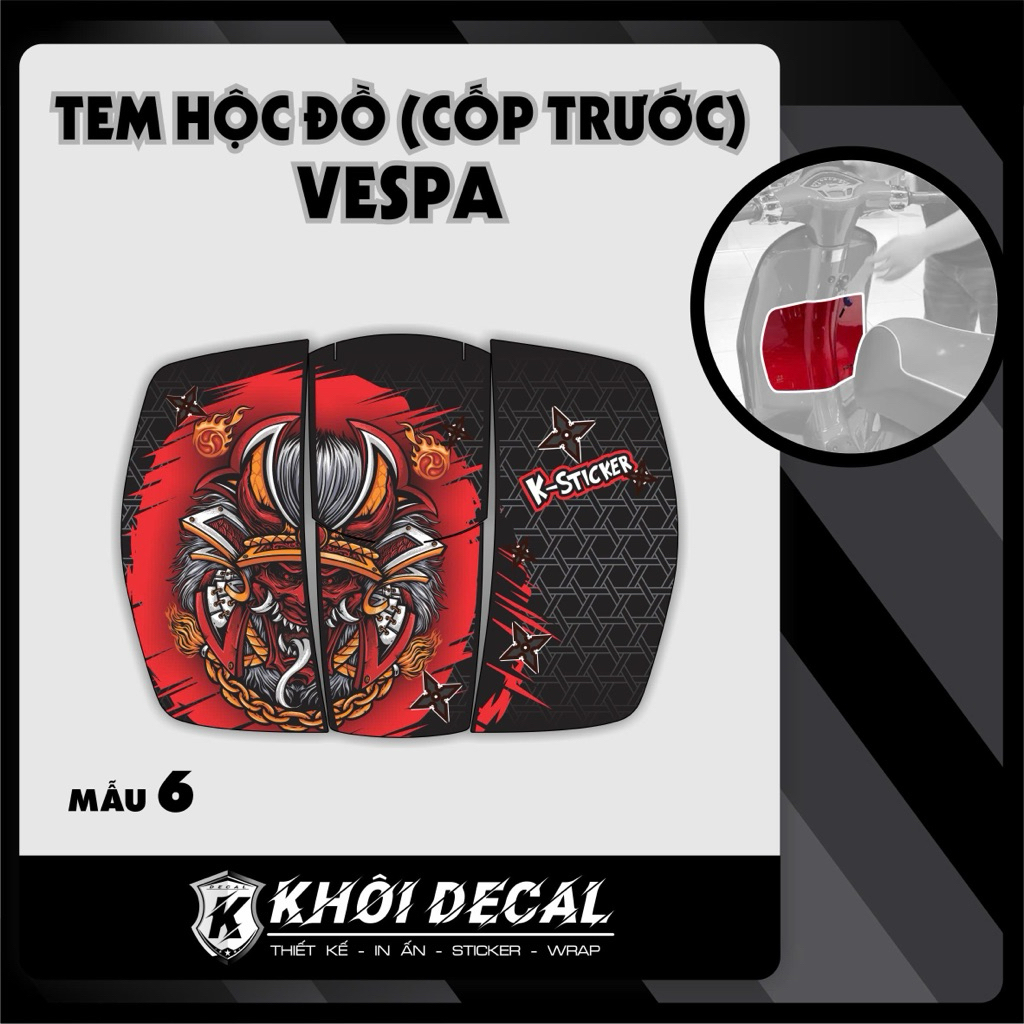 Tem dán nắp cốp(hộc trước)Vespa Sprint,Primavera,TFT 2015-2025…decal cao cấp