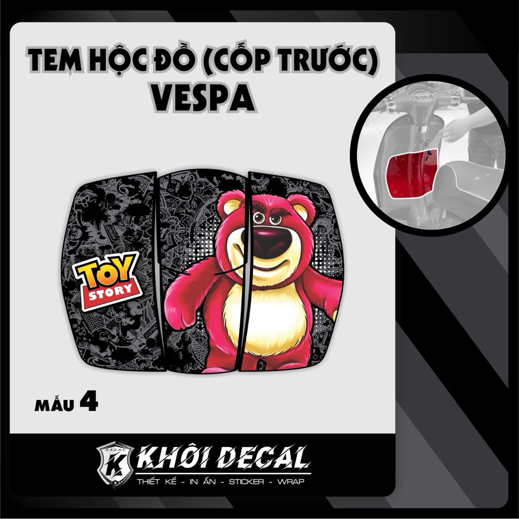 Tem dán nắp cốp(hộc trước)Vespa Sprint,Primavera,TFT 2015-2025…decal cao cấp