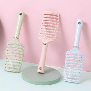 Lược chải tóc tạo kiểu nhựa ABS dẻo dai thiết kế vòng cung tạo kiểu dễ dàng được bọc đầu massage gỡ rối tóc hiệu quả