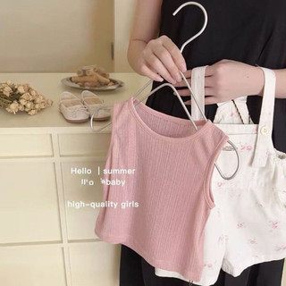 Set yếm màu trắng in hoa + áo thun phong cách hàn quốc cho bé gái