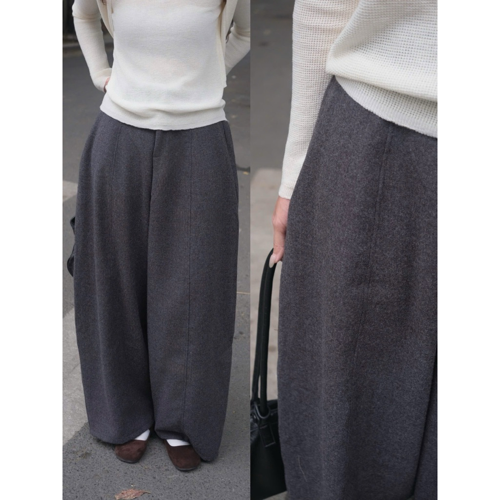 Quần dạ suông li trước lưng chun 947 Nữ the.sweaterweather TSW