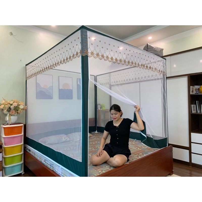 Màn Khung Không Khoan Tường 2 Cửa Cao Cấp | Mùng Chống Muỗi Khung Inox Chắc Chắn
