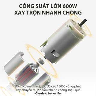 (MỚI) Máy xay cầm tay 5IN1 SAMONO SW-HBW600, 3 tốc độ, 600W, xay cháo, xay sinh tố, đánh trứng