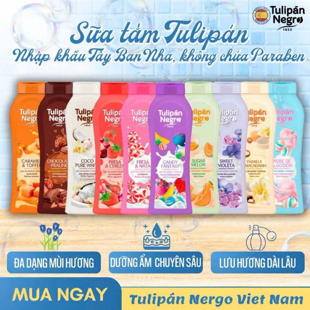 Sữa tắm Tulipán Negro 650ml Tây Ban Nha 650ml ( CHỌN MÀU NGẪU NHIÊN)