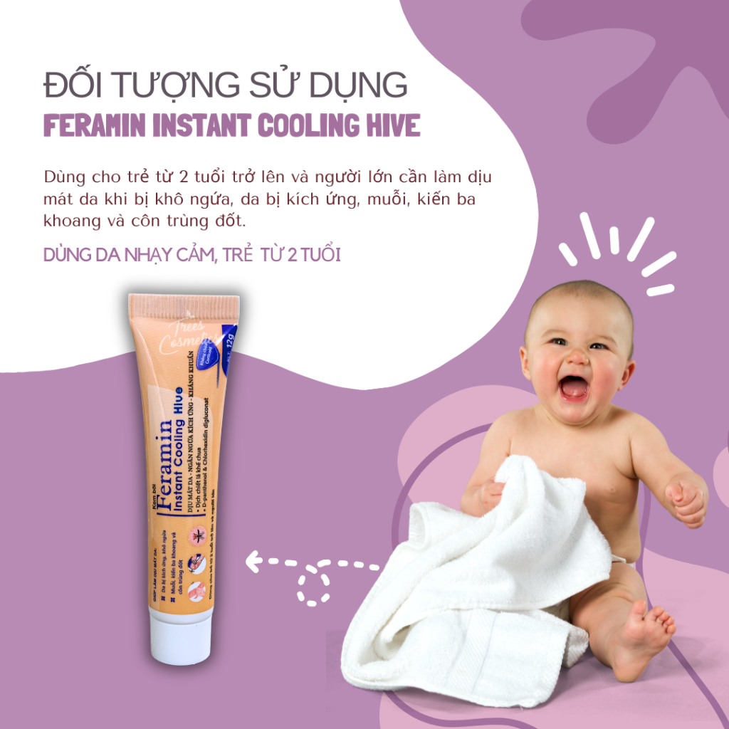 Kem bôi chống ngứa Feramin Instant Cooling Hive dưỡng ẩm, làm dịu da, ngăn ngừa kích ứng 12g | BigBuy360 - bigbuy360.vn
