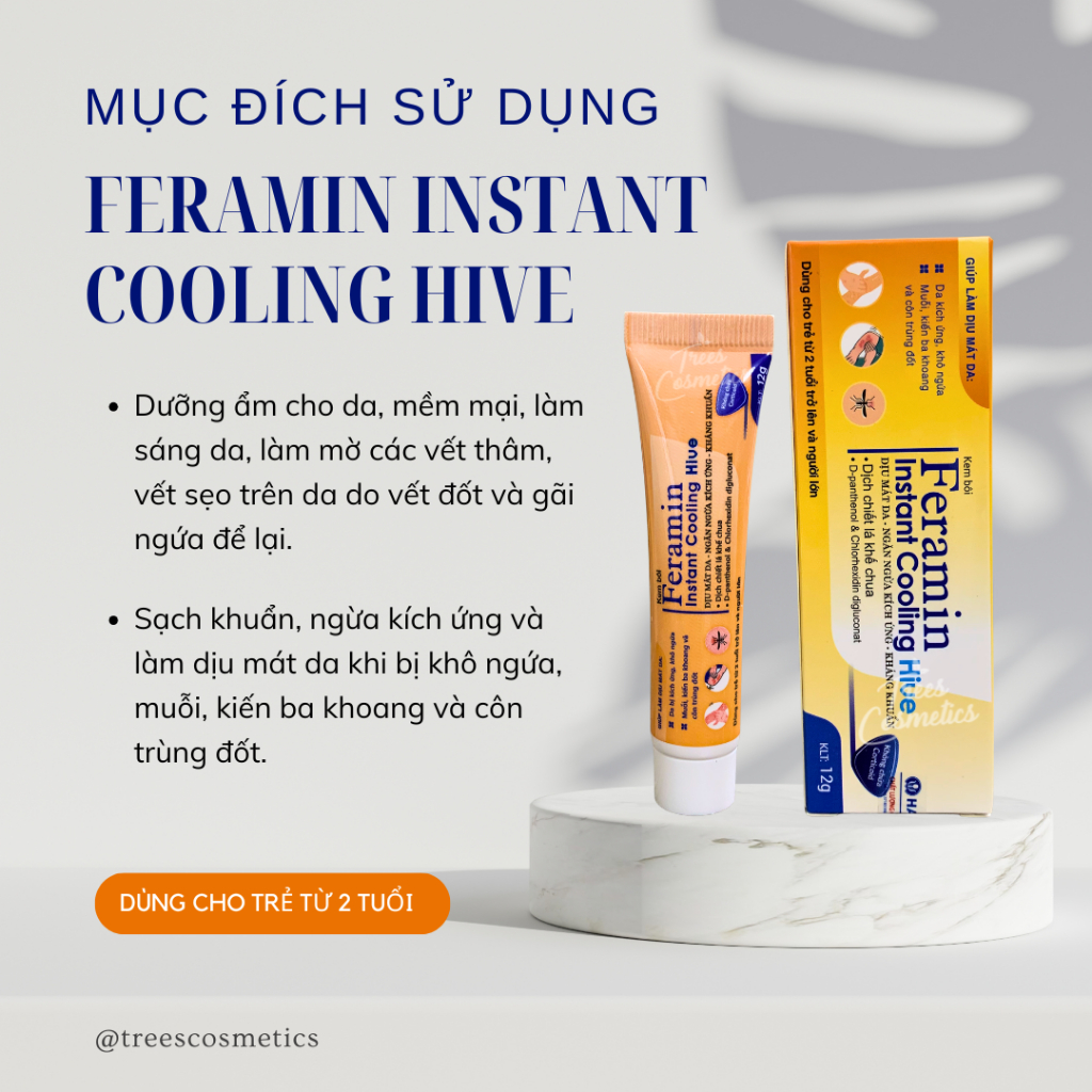 Kem bôi chống ngứa Feramin Instant Cooling Hive dưỡng ẩm, làm dịu da, ngăn ngừa kích ứng 12g | BigBuy360 - bigbuy360.vn