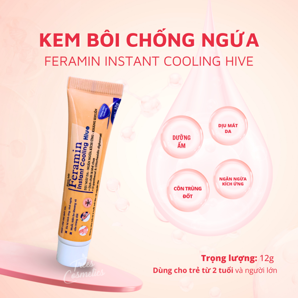 Kem bôi chống ngứa Feramin Instant Cooling Hive dưỡng ẩm, làm dịu da, ngăn ngừa kích ứng 12g | BigBuy360 - bigbuy360.vn