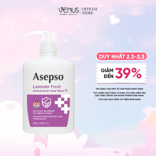 Nước Rửa Tay Kháng Khuẩn ASEPSO Hương Lavender 250ml - Dịu Nhẹ, Giữ Ẩm Không Khô Da