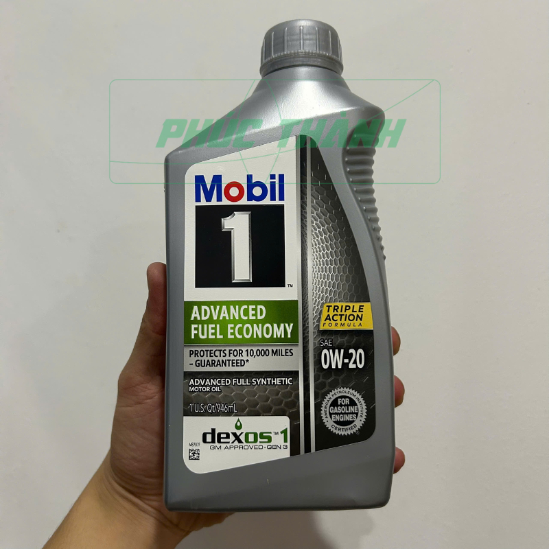 Thùng 6 Chai Dầu Nhớt Ô Tô Tổng Hợp Toàn Phần MOBIL 1 ADVANCED FUEL ECONOMY 0W20 946ml Nhập Khẩu Mỹ - Chính Hãng