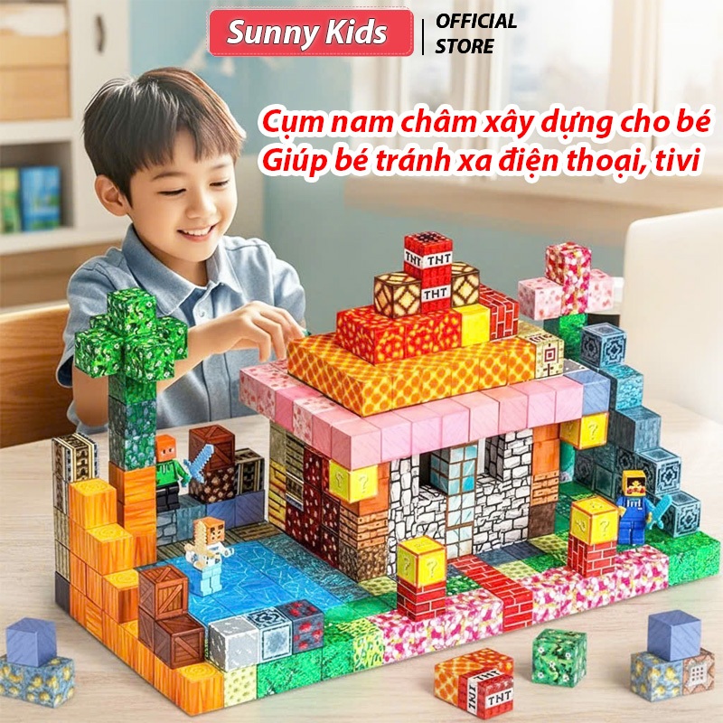 Đồ Chơi 500 Khối Nam Châm Từ Tính Đồ Chơi Mô Hình Lắp Ráp Kiến Trúc khối nam châm từ tính Mincraft