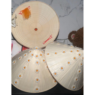 Nón Lá Hoa Cúc Đính Nổi 3D Size 41cm – Nón Lá Vintage Nàng Thơ Chụp Ảnh, Đi Biển Siêu Xinh