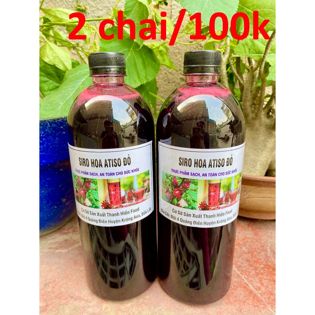Siro Hoa atiso đỏ 1 lít, Nước cốt hoa atiso đỏ Đà Lạt (không kèm bông) loại đậm đặc.