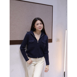 𝐏𝐡𝐢𝐞𝐧 | (Sẵn) W8141 Áo Khoác Len Cổ Bẻ Khoá Zip Form Vừa Đông 2025