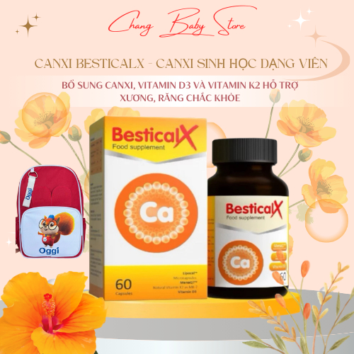 Canxi BesticalX - Canxi sinh học dạng viên, hỗ trợ xương chắc khỏe hộp 60 viên