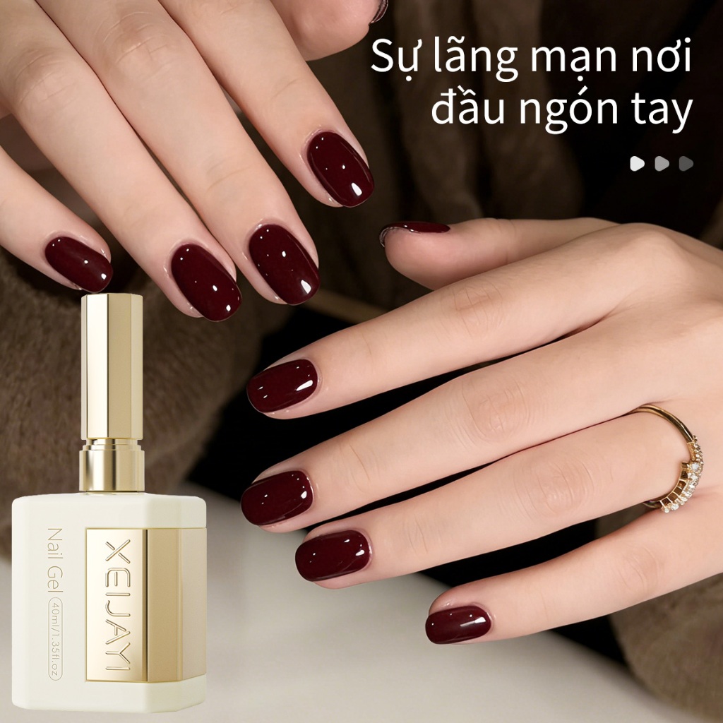 XEIJAYI 40ml - Sơn móng tay dạng gel màu đỏ đậm, bền màu, phù hợp cho salon và sử dụng hàng ngày.
