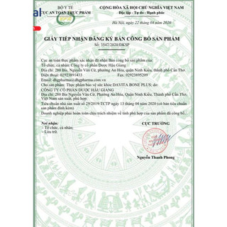 TPBVSK Davita Bone Plus bổ sung calci và vitamin D của DHG Pharma (Hộp 3 vỉ x 10 viên)