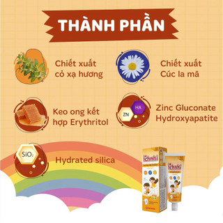 Kem đánh răng thảo dược Ích Nhi dưới 6 tuổi, Tuýp 50g, ko chứa flour, Làm sạch răng miệng ở trẻ em