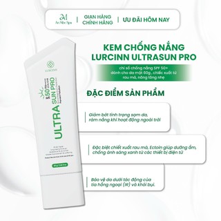 Kem Chống Nắng Lurcinn Ultrasun Plus Dành Cho Mặt, Chiết Xuất Từ Rau Má, Nâng Tông Nhẹ, SPF 50+ 60g