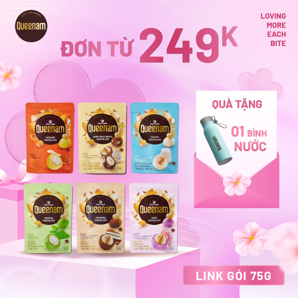 [ĐƠN 249K TẶNG 1 BÌNH] Queenam Chocolate / Socola Queenam bọc hạt đa ...