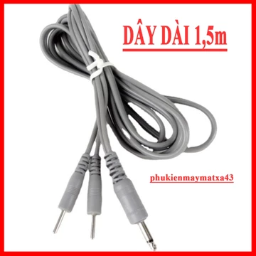 Dây điện xung jack 3,5mm ra 2 đầu kim 2.0mm, dùng cho máy điện xung BQP, máy xung goldlife...