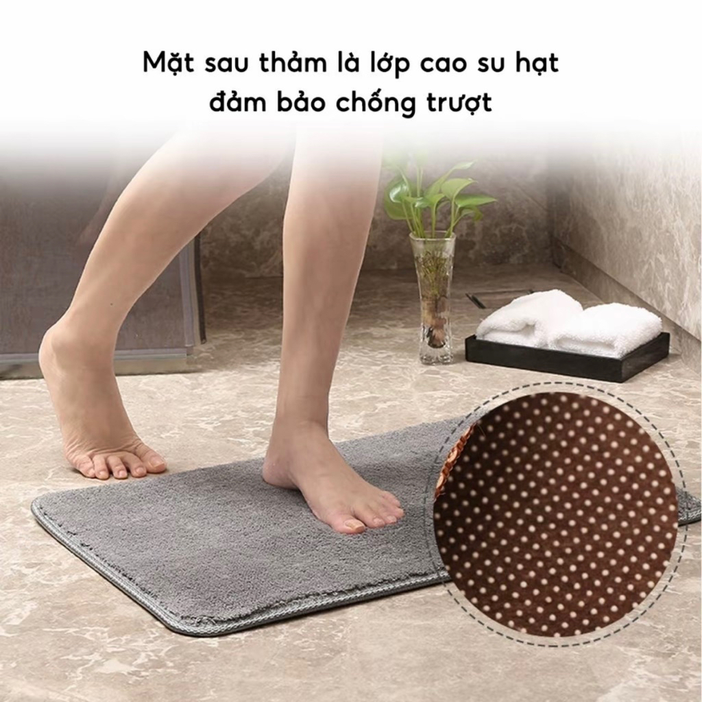 Combo 5 Tấm Thảm Lau Chân Lông Cừu Len Mịn  Thấm Nước, Đế Lót Cao Su Chống Trơn Trượt Kt 40x60cm